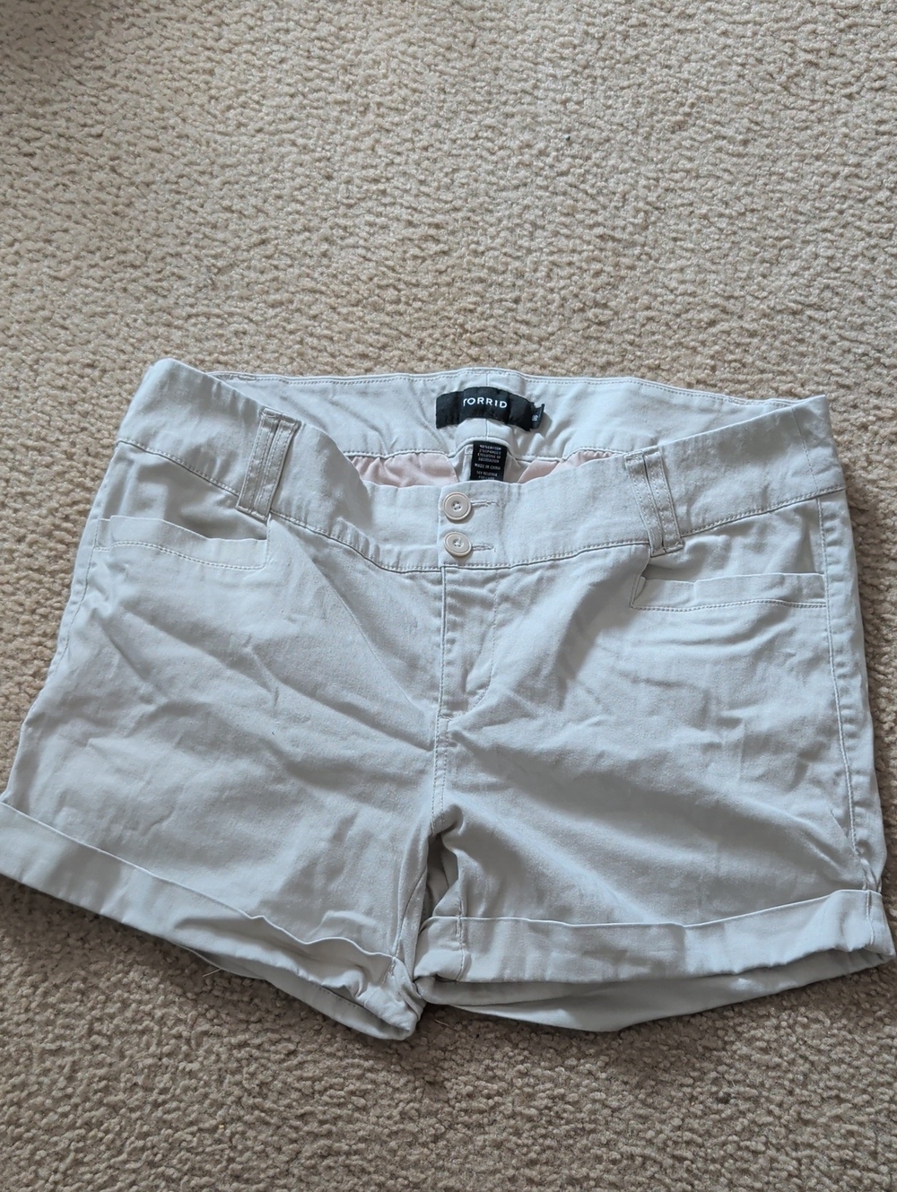 torrid Cream Roll-Cuff Women's Shorts